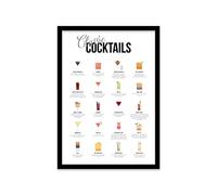 Classic Cocktails Print A3 Print in Black Frame Home Bar Framed Wall Art Drink Recipe Kitchen Wall Art 33.5 X 45.5cm (13.2x18inch)