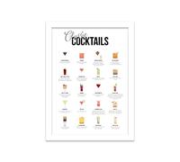 Classic Cocktails Print A4 Print in White Frame Home Bar Framed Wall Art Drink Recipe Kitchen Wall Art 24.5 X 33cm (9.6x13inch)