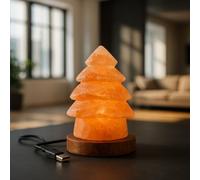 Classic Collection UK7 Ltd Christmas Tree Shape Himalayan Salt lamp, Small Size, 650gms with Natural Air Purifier & Ambient Light, USB Cable Operated Cable Length 101cms.