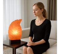 Classic Collection UK7 Ltd Himalayan Pink Salt Lamp Leaf Shape, 3.5 kg, Size 23x7.5x7.6 cms- Natural Air Purifier & Ambient Light, UK Plug Corded with Bulb.