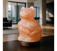 Classic Collection UK7 Ltd Himalayan Salt Lamp Cat Shape Carved, 1-2 KG,Size 24x15x5 cms- Natural Ionizer & Ambient Light, UK Plug Corded.