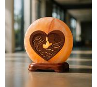 Classic Collection UK7 Ltd Himalayan Salt Lamp Heart Shape Couple Carved, 4-5 KG, Size 23x18x5 cms -Natural Ionizer & Ambient Light, UK Plug Corded.