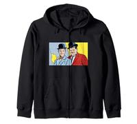 Classic Comedic Duo Pop Art Retro Bowler Hat Illustration Zip Hoodie
