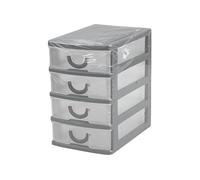 Classic Comfort Mini Storage Unit | 9 CM x 9 CM x 13.8 CM | Pack of 2 | Transparent Mini Storage Tower | 4 Drawer with Handles | For Store Small Parts Crafts Desk Bathroom Kitchen Office (Gey)