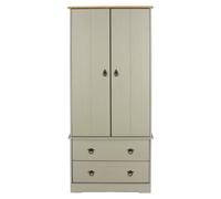 Core Products Grey Corona Classic 2 Door, 2 Drawer Wardrobe, Grey