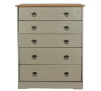Core Products Grey Corona Classic 5 Drawer Chest Of Drawers, Grey