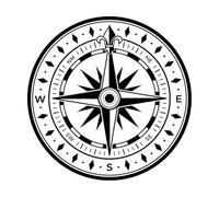 Classic Compass Rose Design Mural and Wall Vinyl Decal 42x42cm Glass Stickers Black
