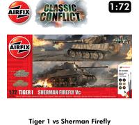 Classic Conflict TIGER 1 vs SHERMAN Firefly Tanks WWII 1:76 kits AIRFIX A50186