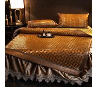 Classic Cooling Bamboo Mat for Summer Foldable Carbonized Mahjong Double Mattress Ideal for Bedroom Floor Dormitory - Comfortable & Breathable