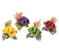 Classic Coral Life - Coral On Rocks With Plants - 9cm