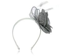 Classic Corsage Rose Flower Fascinator for Weddings or the Races, with a Sinamay bow and delicate feathers. Beautifully Sculptured, Simple and Timeless! Two colour options, and a great value price.