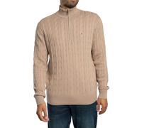 Classic Cotton Cable Zip Mock Knit Coastal Taupe XL
