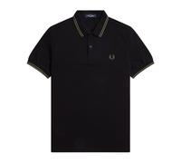 Classic Cotton Polo with Double Stripe, male, Fred Perry, Polo Shirts, Black, XL, Tops XL