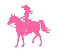 Classic Cowgirl Riding Horse Silhouette Inspiration Mural and Wall Vinyl Decal 42x42.6cm Art Mural Painting Pink