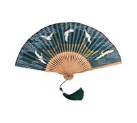 Classic Crane Design Fan Folding Hand Fan Bamboo Silk Fan Provides Elegance and Versatility for Various Occasions