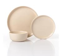 Classic Cream Lipped Stoneware Dinner Set 12 Piece