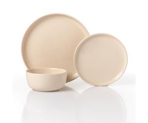 Classic Cream Lipped Stoneware Dinner Set 12 Piece