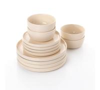 Waterside 12Pc Cream Stoneware Lipped Dinner Set
