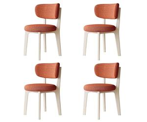 Classic Cream White Wooden Dining Set for 2/4/6 - Comfortable Cotton & Linen Upholstered Chairs with Removable Covers - Ideal for Kitchen & Restaurant Use Set of 4