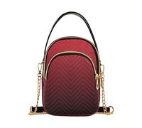 Classic Crimson Black Gradient Womens Shoulder Purse Cute Chain Strap Wallet Phone Purse Quilted Crossbody Clutch Zipper Tote