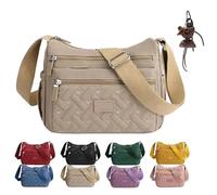 Classic Crossbody Bag Women’s Multi Pocket Large Capacity Nylon Shoulder Messenger Bags With Adjustable Strap for Daily Use, Khaki, Bohemian