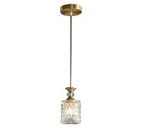 Classic Crystal Glass Pendant Light Fixtures, Modern Mini Small Chandelier with d Brass Crystal Shade, Adjustable Height Ceiling Hanging Lights for Kitchen Island Dining Room Bedroom