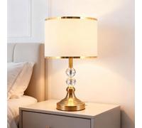 Classic Crystal Table Lamp with Fabric e, E27, Red and d, Nightstand Lighting for Living Room and Bedroom, Ele Home Decor by
