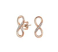 Classic Cubic Zirconia Eternity CZ Accent Pave Romantic Love Knot Symbol Eternity Infinity Stud Earrings For Women Teens Girlfriend Rose Gold Plated .925 Sterling Silver