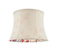 Classic Curved Soft Cream Cotton Drum Shade with Blue and Red Floral Inner Fabric Lining | 22cm x 30cm | for Pendant or Lamp Base by Happy Homewares