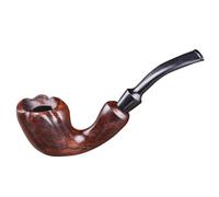 Classic Curved Tobacco Pipe, Dark Brown Wood, Traditional Bent Design