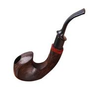 Classic Curved Tobacco Smoking Pipe, Dark Brown Wood, Traditional Design
