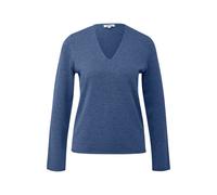 Classic Cut Rolled Hem V-Neck Top Indigo Washed Woman s.Oliver Bleu 32