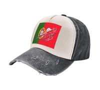 Classic Dad Hat for Unisex Wear Distressed Denim Cap in National Flag Print - Adjustable, Breathable, for Daily Use & Outdoor Sports, Men & Women Black and White One Size