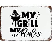Classic Decor Tin Signs My Grill My Rules Farmhouse Decor Kitchen Decor Restaurant Decor Barbecue Courtyard Retro Personalized Gifts Metal Signs 8x12 Inch