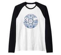 Classic Delft Blue Dutch Netherlands Aesthetic Raglan Baseball Tee