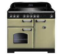 Rangemaster Classic Deluxe CDL100EIOG/C 100cm Electric Range Cooker with Induction Hob - Olive Green / Chrome - A/A Rated, Green