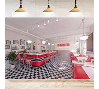 Classic Dining Photography Backdrop Fast Food Soda Shop 50s Resumed Catering Meal Time Background Banner Birthday Party Decor 180X120cm