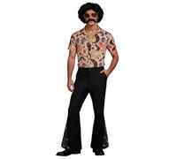 Classic Disco Retro Flared Pantsuit With Sequin Trim For Stage Performance And Cosplay Carnival Party Wear For Adult Men Disco Pantsuit For Festive Events And Stage Shows Retro Pantsuit