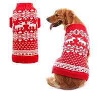Classic Dog Jumpers Red Pet Sweater with Cute Reindeer for Puppy Large