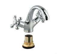 Classic Double Handle Basin Faucet, Swiveling Spout, Temperature Adjustable, Brass, Suitable For Kitchen And Bathroom Sinkss, Vintage Basin Faucet(Chrome)