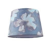 Classic Duck Egg and Blue Floral Jacquard Textured Drum Lamp Shade with Light Blue Cotton Inner Lining | 25cm x 18cm by Happy Homewares