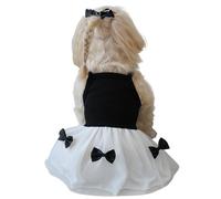 Classic Elegant Dog Dress Princess Bowkont Dresses Cute Birthday Party Wear Fully-Lined Fashion Summer Skirt Sleeveless Clothes (Black & White, Small)