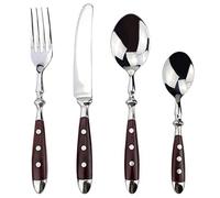 Classic Elegant Rivet Handle Style Stainless Steel Western Cutlery 4 in 1 Set Delicate Table Utensils Dinnerware for Home-3152 Dark Green