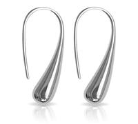 Classic Elongated Teardrop Dangly/Dangle Drop Hook Earrings for Women Ladies Girls - 925 Sterling Silver Plated - Designer Inspired