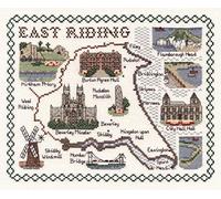 Classic Embroidery East Riding 14 Count aida Cross Stitch map, Mixed, Multi-Colour, 20 x 25 x 1 cm