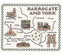 Classic Embroidery Harrogate And York 14 count Aida Cross Stitch Map, Multi-Colour, 20 x 25 x 1 cm