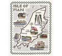 Classic Embroidery Isle of Man 14 Count aida Cross Stitch map, Mixed, Multi-Colour, 20 x 25 x 1 cm