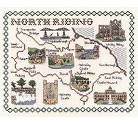 Classic Embroidery North Riding 14 Count aida Cross Stitch map, Mixed, Multi-Colour, 20 x 25 x 1 cm