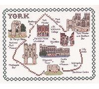Classic Embroidery York 14 count Aida Cross Stitch Map, Multi-Colour, 20 x 25 x 1 cm