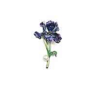 Classic Enamel Iris Brooches For Women Unisex Pearl Plant Pins Casual Gifts Friends Decoration
